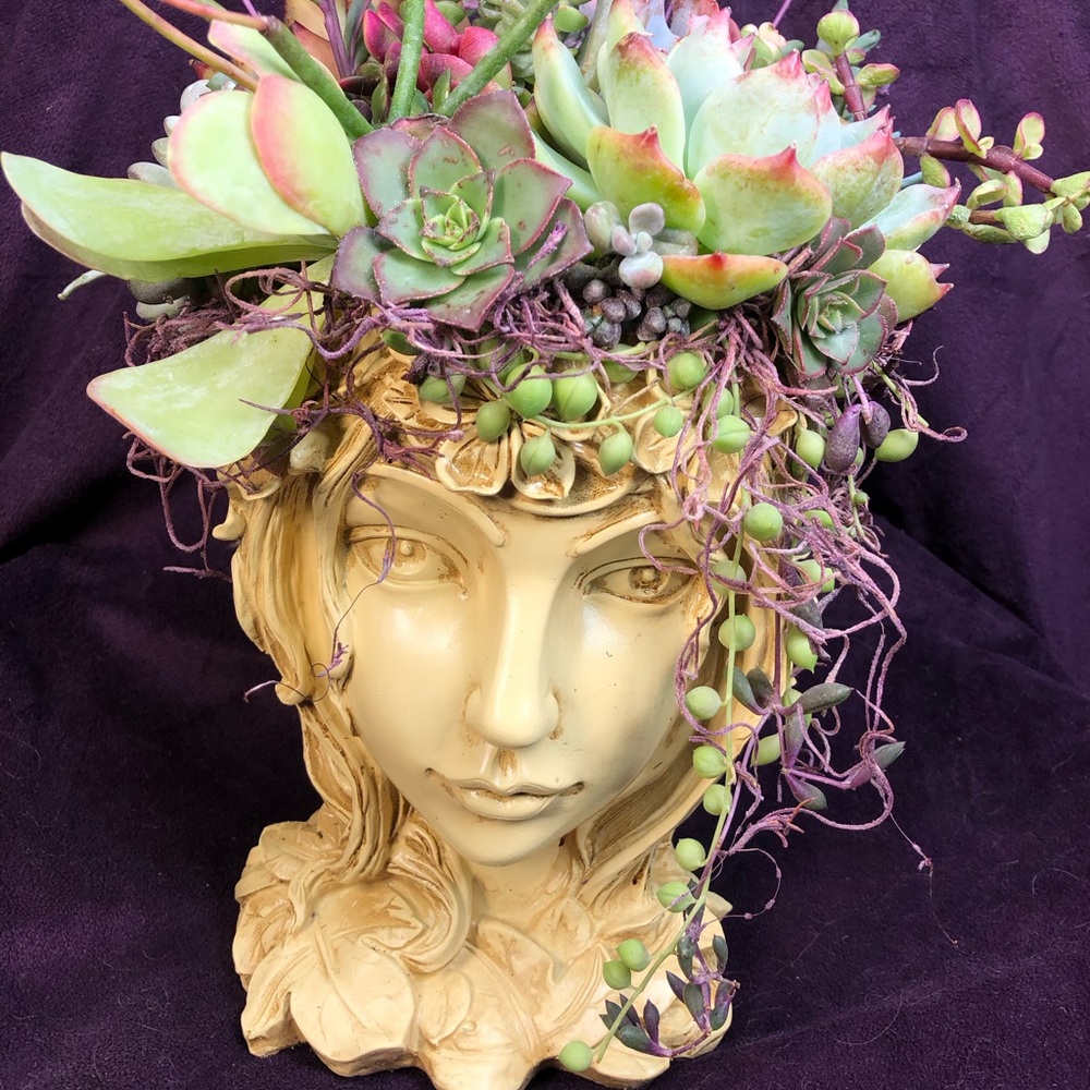 Enchanting Green and Purple Faux Floral Accents